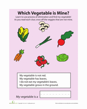 Process of Elimination: Vegetables | Worksheet 