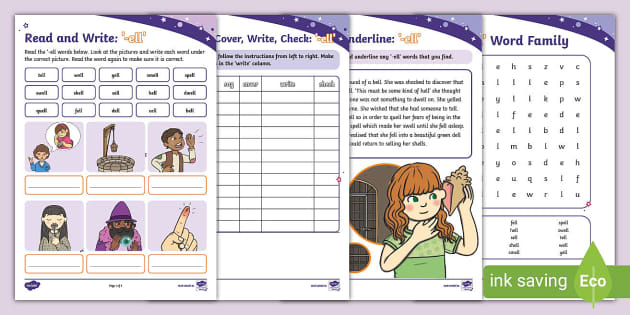ell word family worksheet