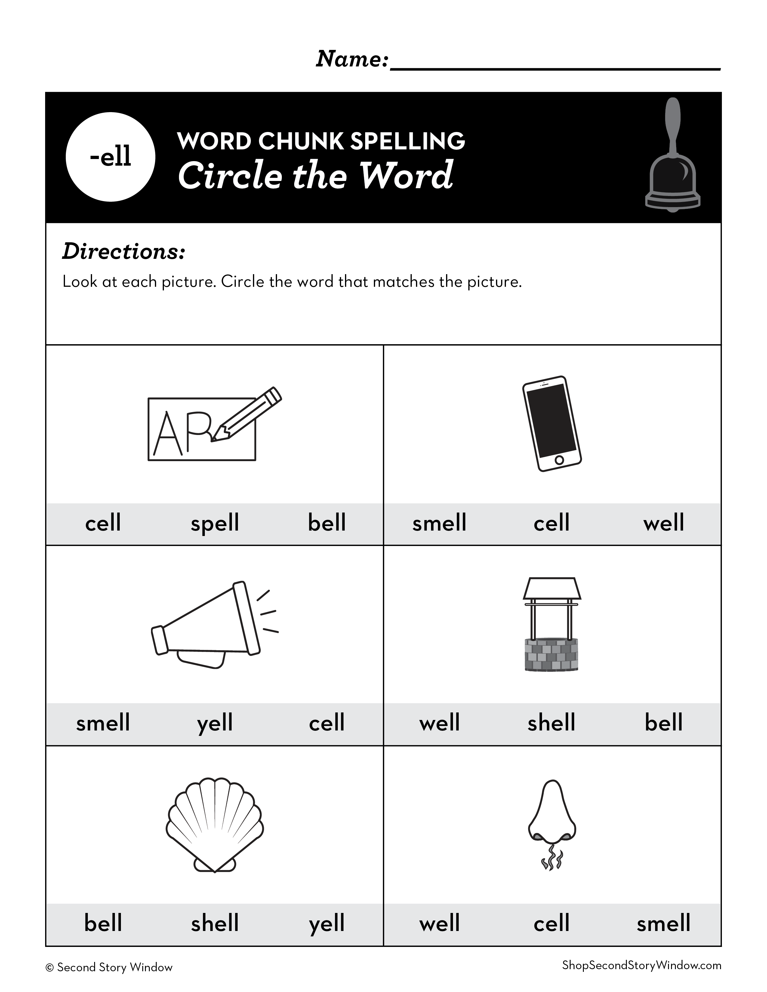 Ell Word Family Worksheets No Prep Chunk Spelling Phonics ...