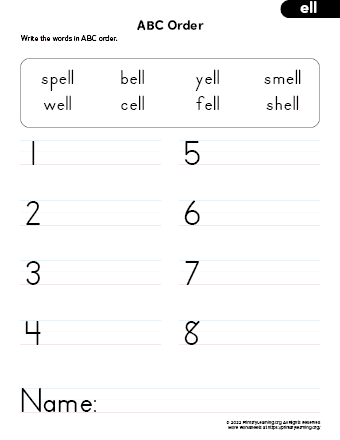 ELL Word Family Sort Worksheet  