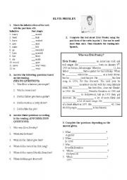 elvis presley worksheet