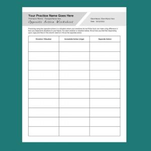 DBT Opposite Action Worksheet PDF -