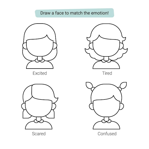 Premium Vector | Draw a face to match the emotion themed ...