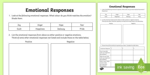 emotional vocabulary worksheet