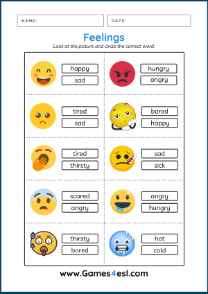 emotions and feelings worksheet for kids