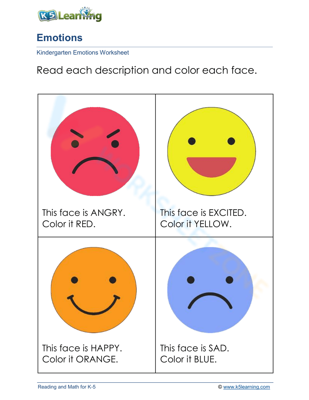 Free Printable Emotions Worksheet For Preschool Worksheets Library