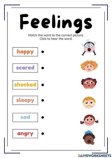 Feelings And Emotions Worksheet For Kindergarten