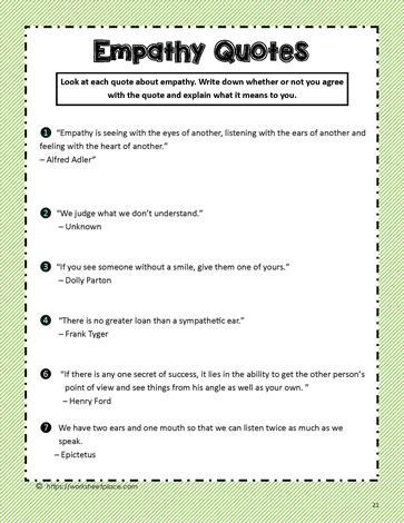 Empathy Quotes Worksheets