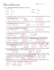 empirical formula worksheet answers