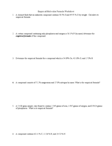 empirical formula worksheet answers
