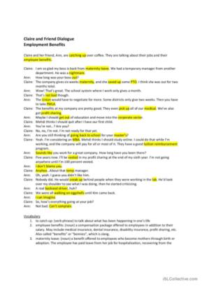 employment vocabulary worksheet