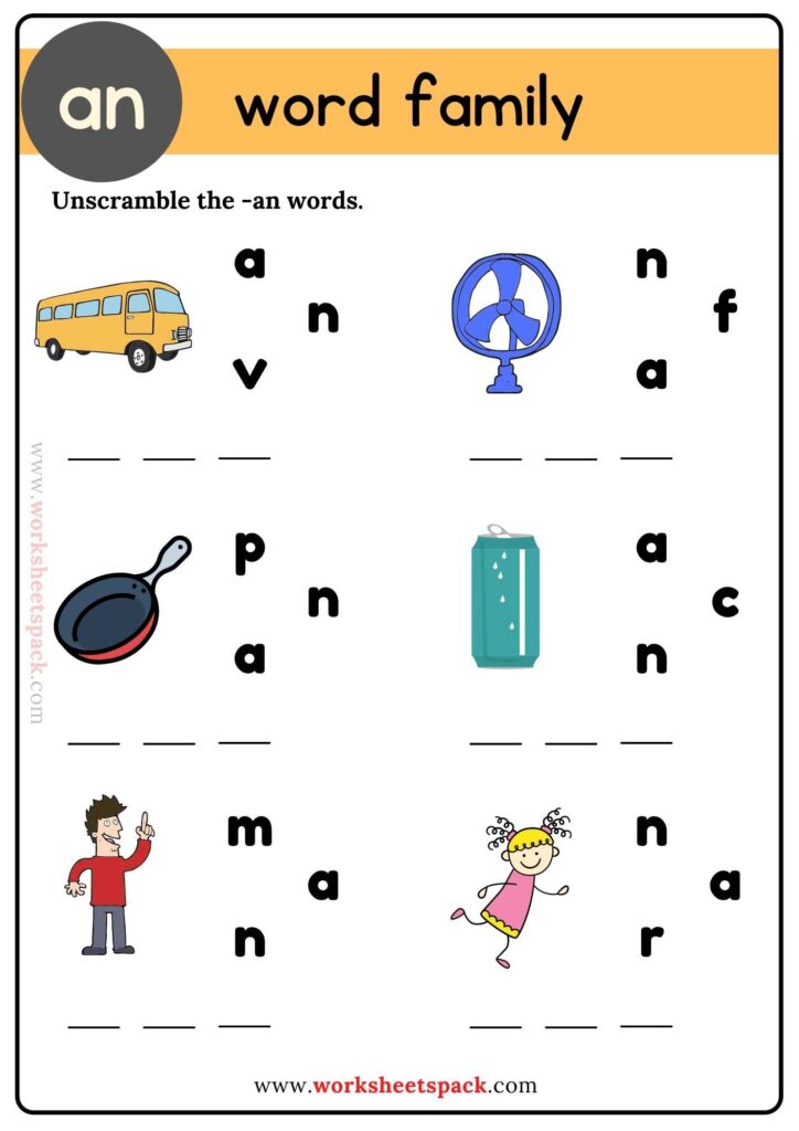 en word family worksheet