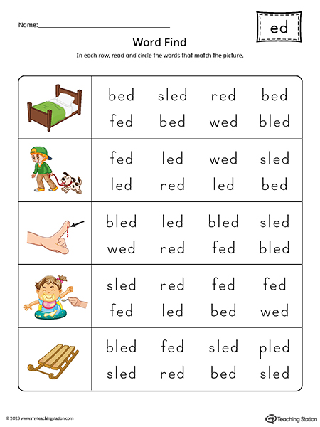 en word family worksheet