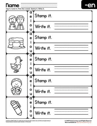 en word family worksheet