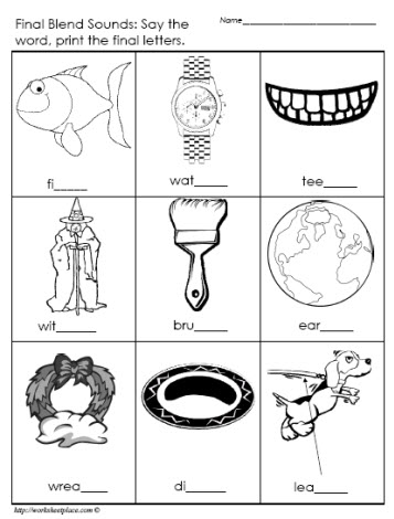 Consonant Blends Worksheets for Kids Online