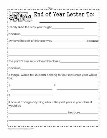 end of school year worksheet