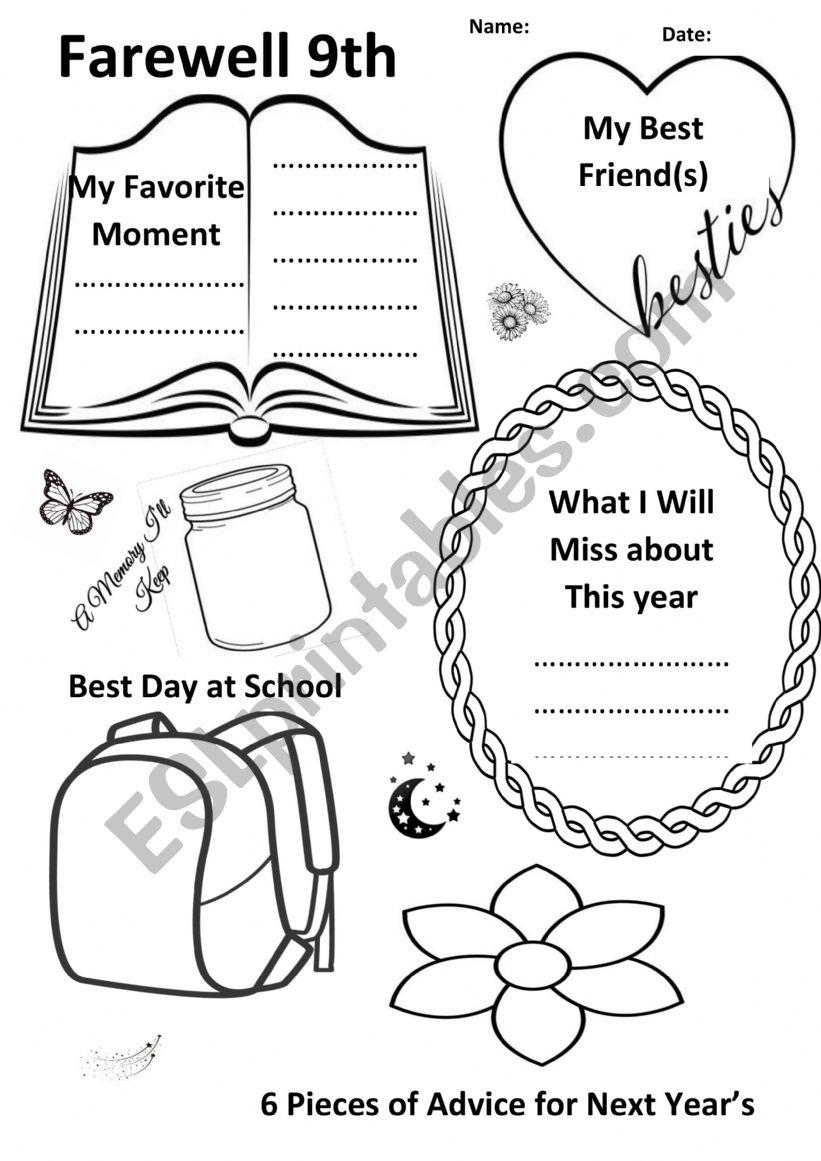 end of school year worksheet
