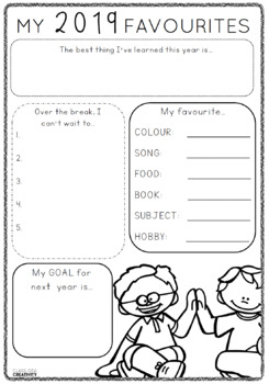 end of the year worksheet