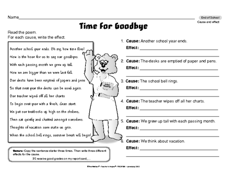 end of the year worksheet