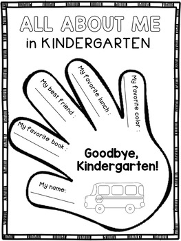 end of year worksheet for kindergarten