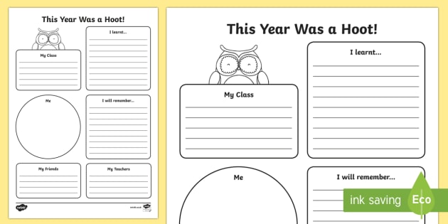 end of year worksheet