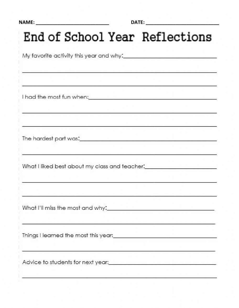 End Of Year School Reflection Worksheet Live Worksheets Worksheets End Of Year School Reflection Worksheet Live Worksheets Worksheets