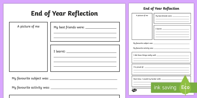 end of year worksheet