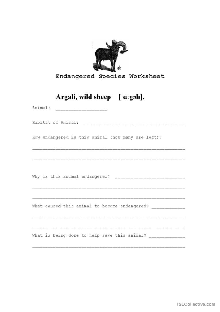 endangered animal worksheet