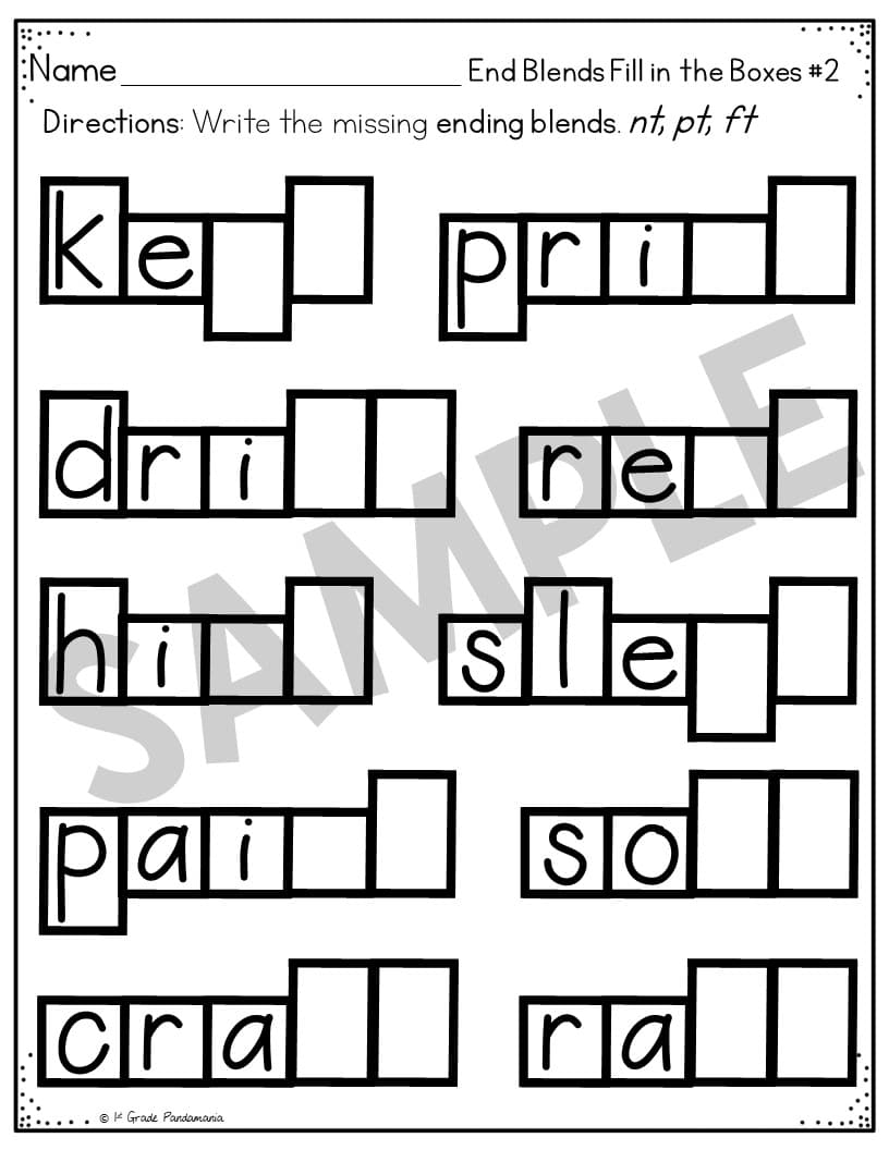 Ending Blends Worksheets 1st Grade Blend Activities URBrainy