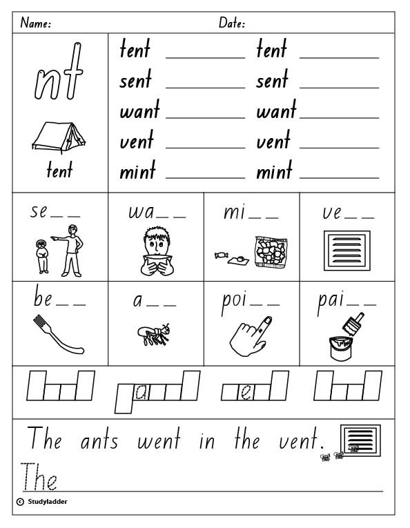 Ending Consonant Blends Worksheet
