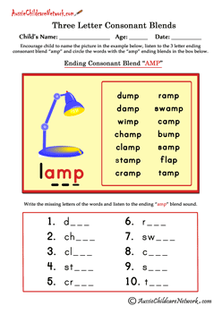 Three Letter Blends - Ending Consonant Blends - Aussie Childcare ...