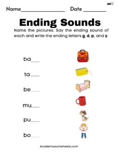 ending letter sounds worksheet