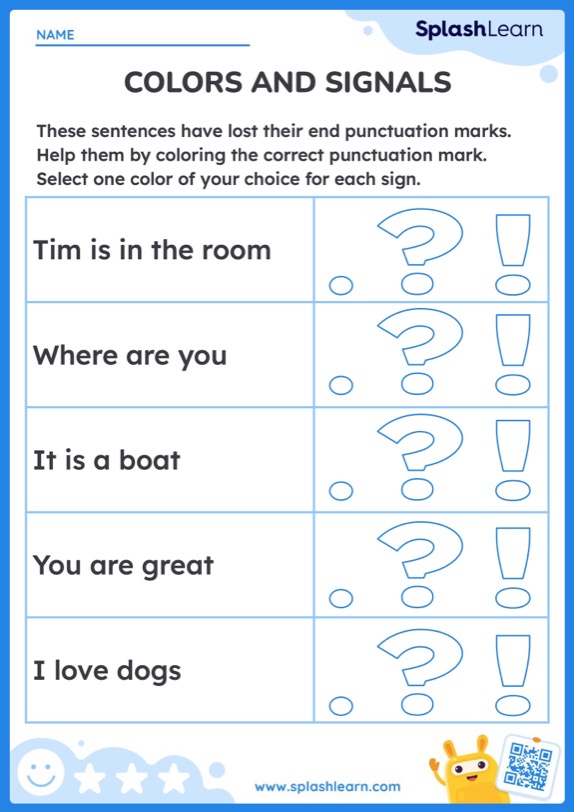 Color the End Punctuation - ELA Worksheets - SplashLearn