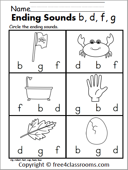 Free Ending Sounds Worksheet - (b, d, f, g) - Free Worksheets ...