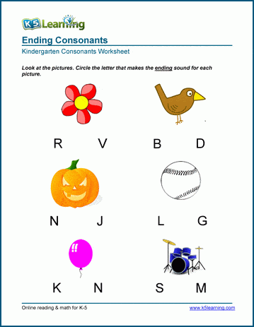 ending sounds worksheet 1st grade