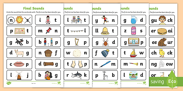 ending sounds worksheet grade 1