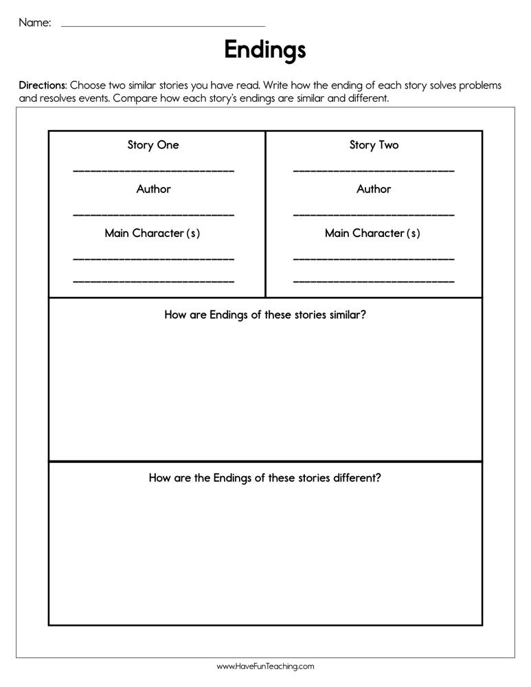 Endings Worksheet  