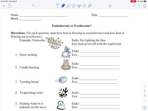 endothermic and exothermic worksheet