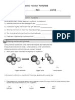 Endothermic and Exothermic Reaction Worksheet | Download Free PDF ...