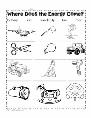 energy and energy resources worksheet