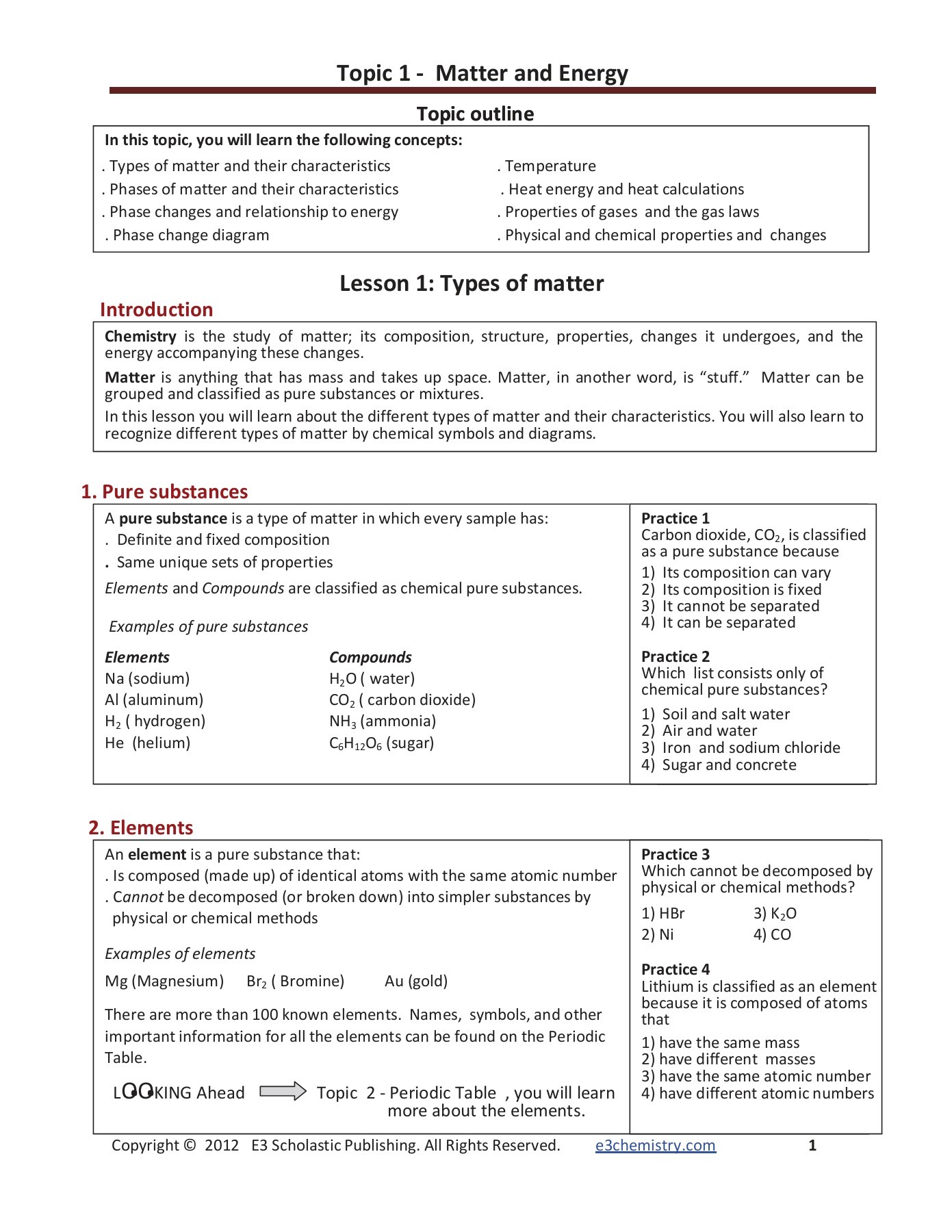 Topic 1 Matter and energy guided notes and questions HeatGas