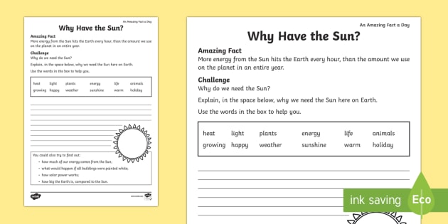 energy from the sun worksheet