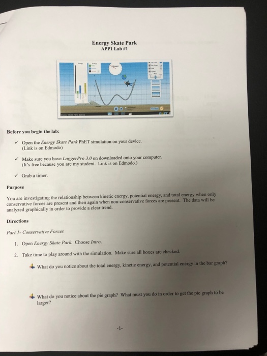energy skate park worksheet