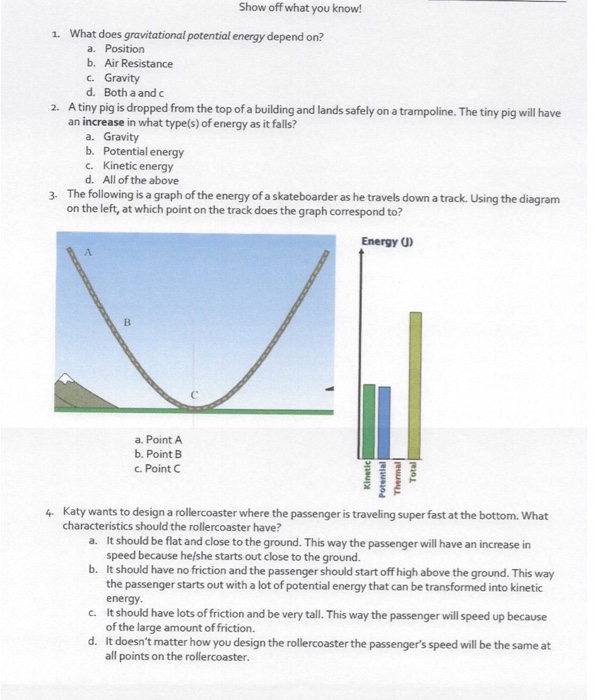 Solved Energy Skate Park Basics PhET Activity Review: (fill ...