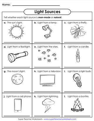 Light and Sound - Science Worksheets