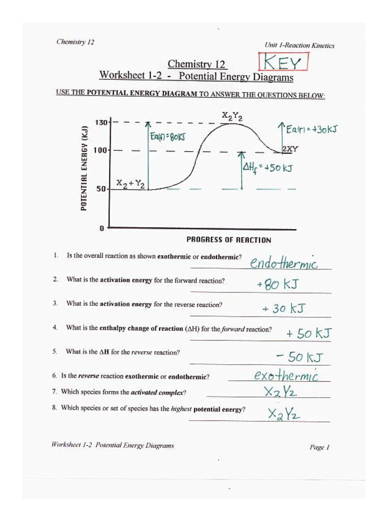 SOLUTION: 2 18 activation energy worksheet answers - Studypool