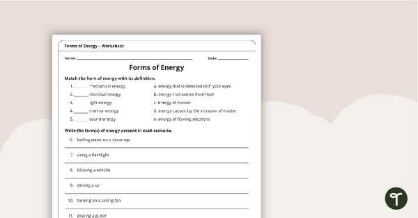 energy worksheet for 4th grade