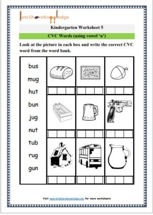 eng worksheet for kindergarten