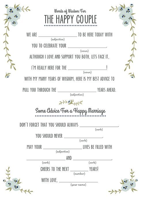 engagement mad libs printable