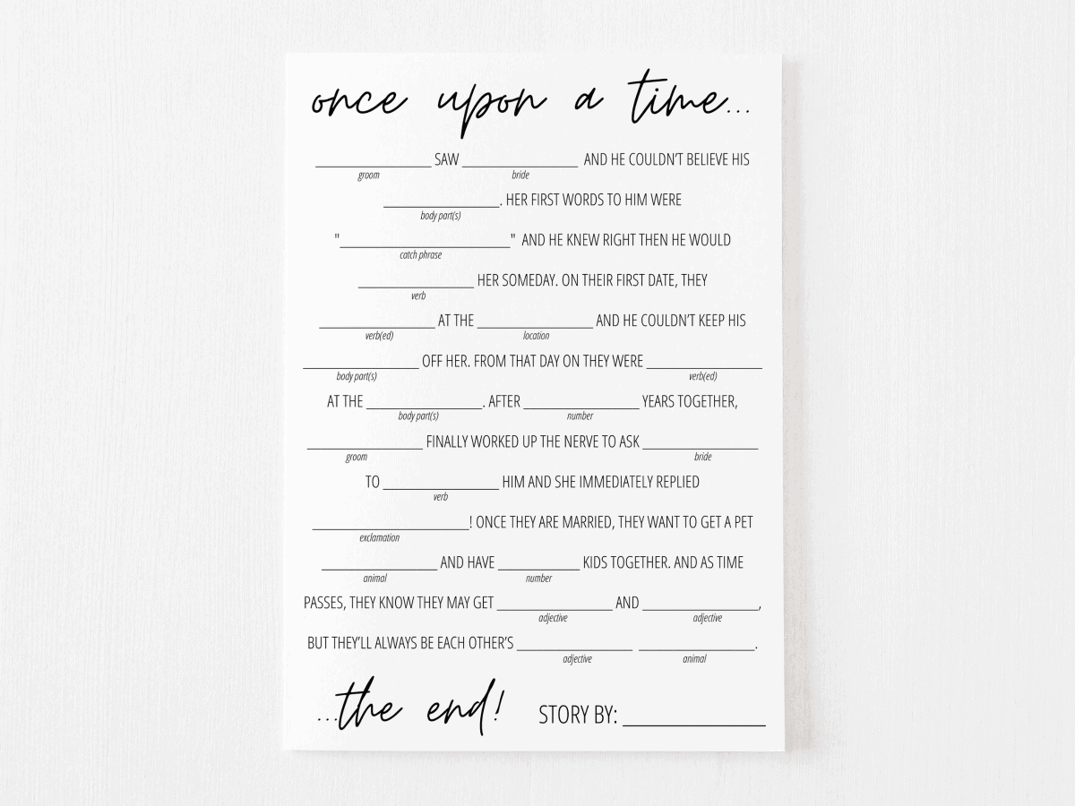 Bridal Shower Mad Libs Free Printable | Modern MOH